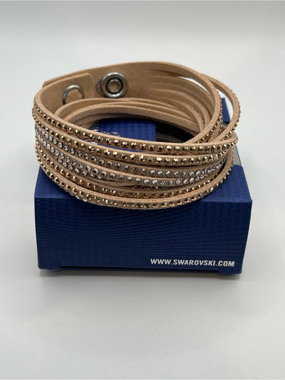 Swarovski Slake Tan/Gold Multi Strand Crystal Wrap Bracelet
